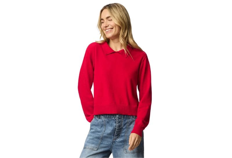 red collared shirt